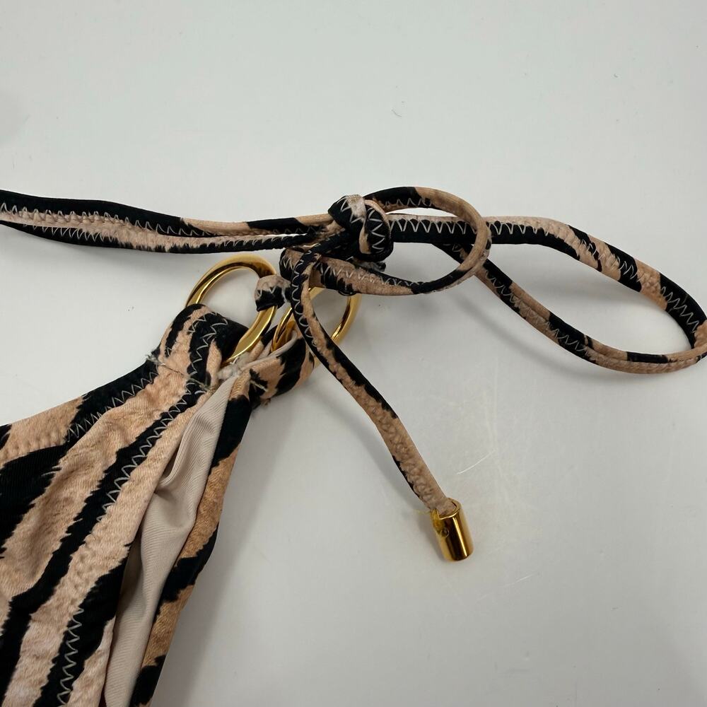 PQ Swim Bikini Bottom SZ Small NWT Cleo Link TieSide Teeny Tiger Print Gold Ring - Picture 12 of 16